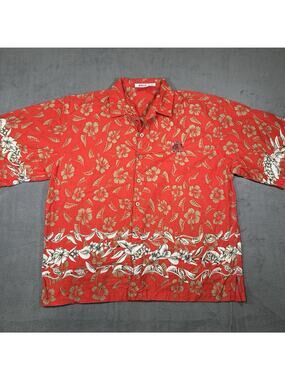 Y2K Arkansas Razorbacks Hawaiian Shirt Red Floral Aloha Men’s XL Spike Sports